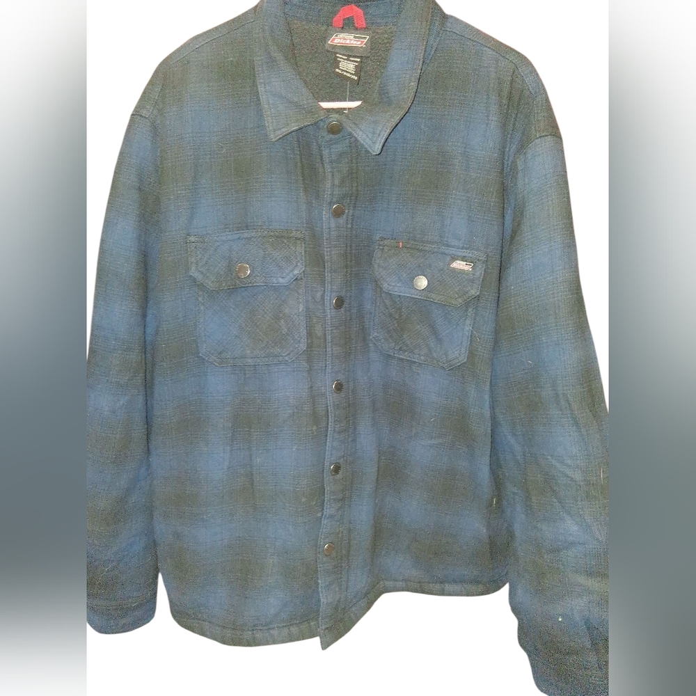 Genuine Dickies  Vintage Men's Blue and Black Checkered Jacket